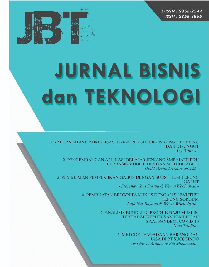 					View Vol. 9 No. 2 (2022): JBT (JURNAL BISNIS dan TEKNOLOGI)
				