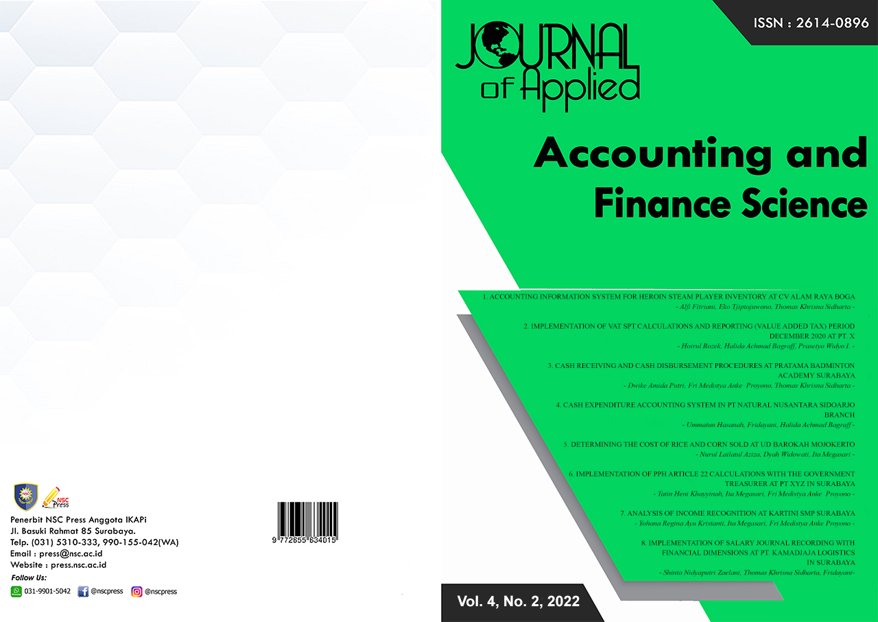 					View Vol. 4 No. 2 (2022): Journal Of Apllied Accounting and Finance Science
				