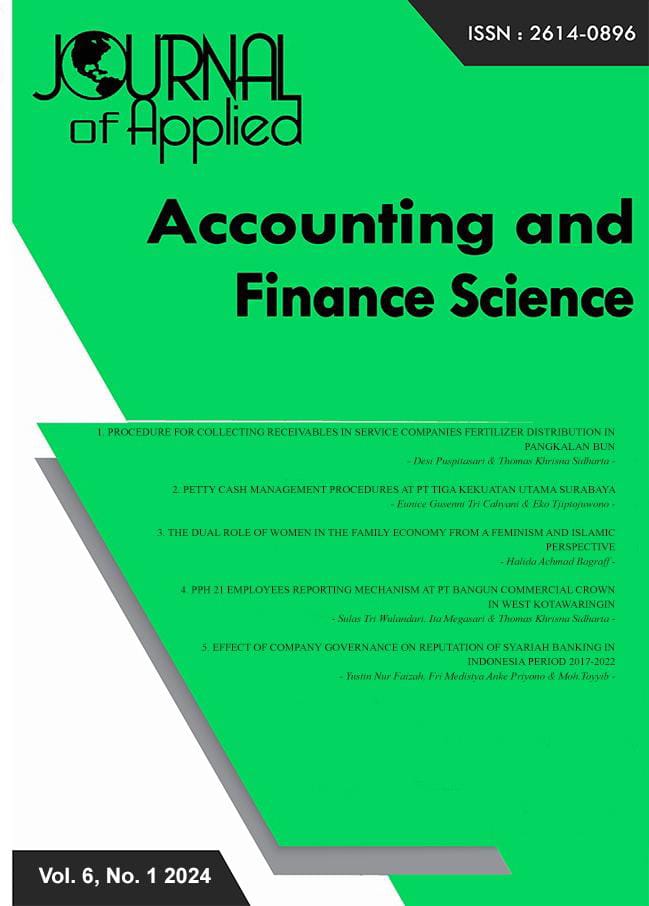 					View Vol. 6 No. 1 (2024): Journal Of Apllied Accounting and Finance Science
				