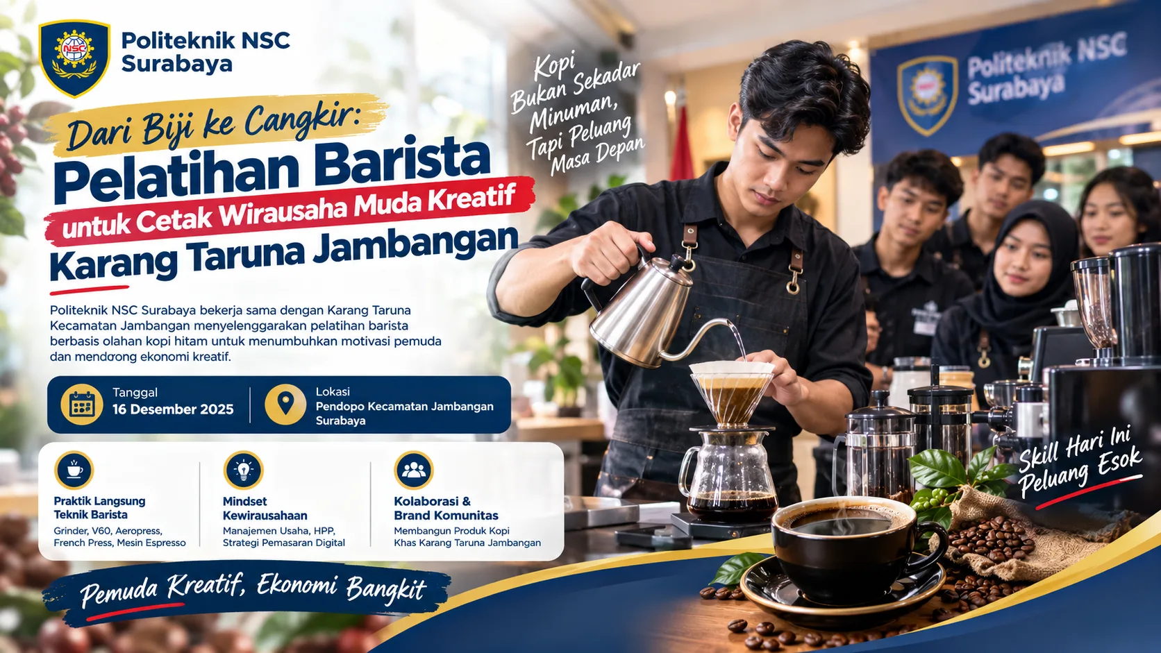 Dari Biji ke Cangkir: Pelatihan Barista untuk Cetak Wirausaha Muda Kreatif Karang Taruna Jambangan