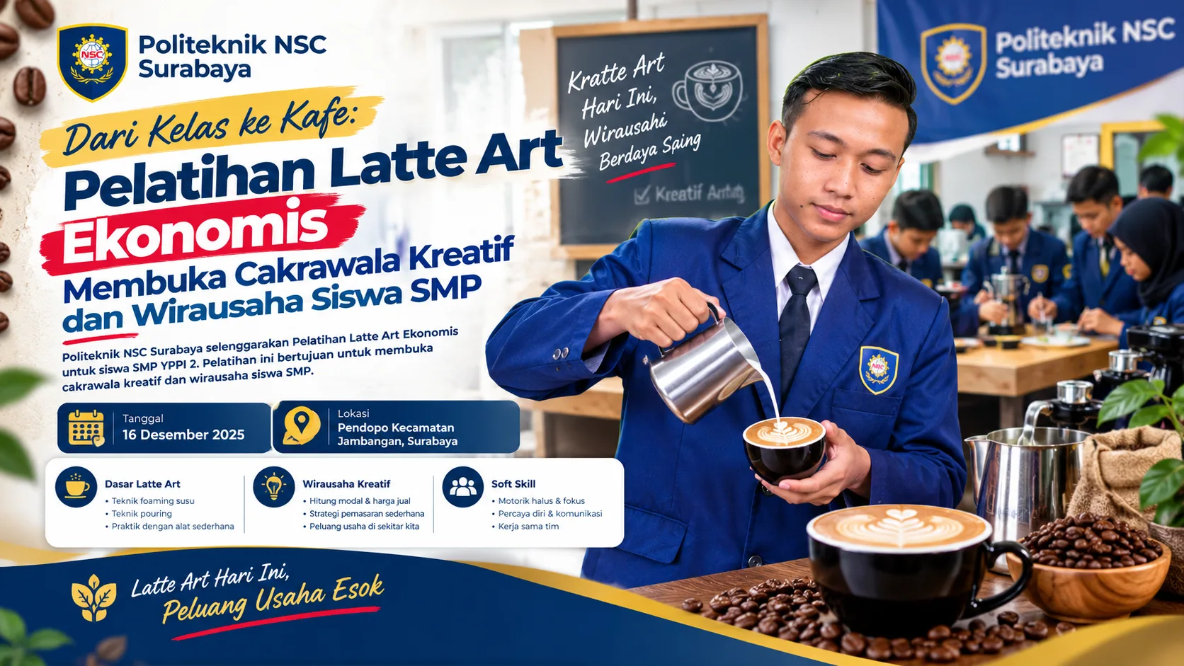 Dari Kelas ke Kafe: Pelatihan Latte Art Ekonomis Membuka Cakrawala Kreatif dan Wirausaha Siswa SMP