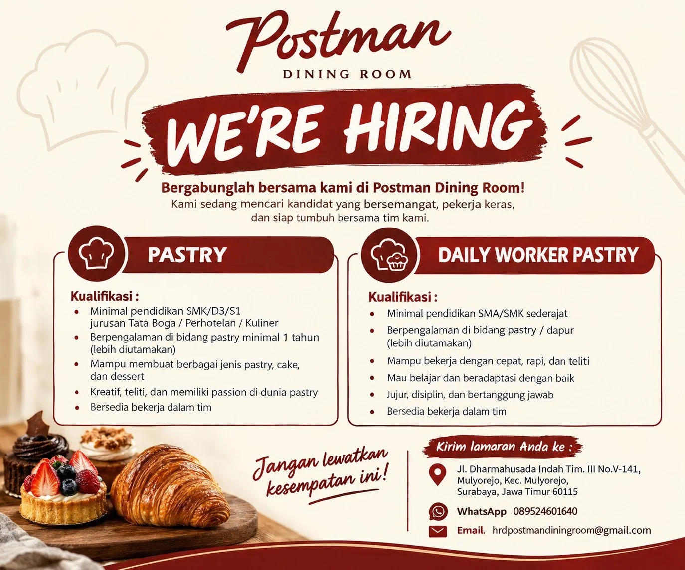 Lowongan Kerja Post Dining Room