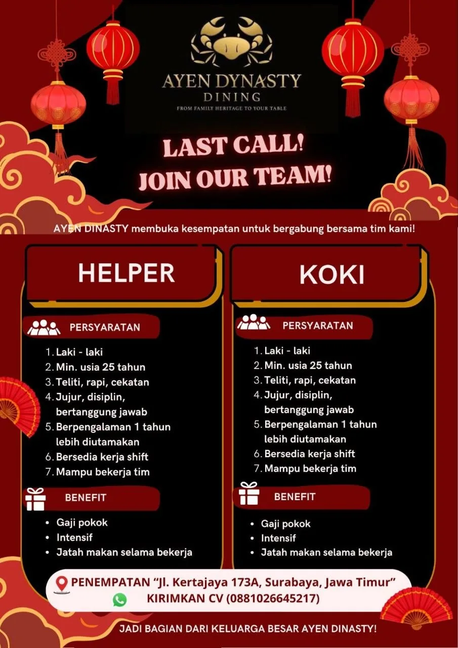 Lowongan Helper dan Koki