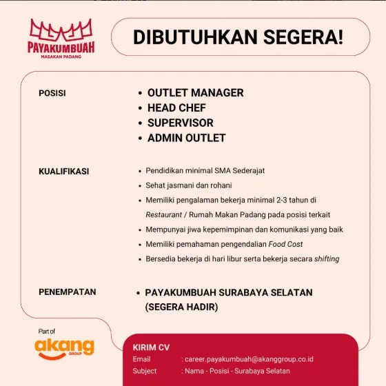 Lowongan Payakumbuah Surabaya Selatan